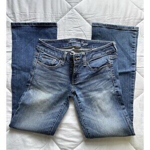 American Eagle Outfitters Boyfriend Jeans Blue Stretch 5-Pocket Button Zip